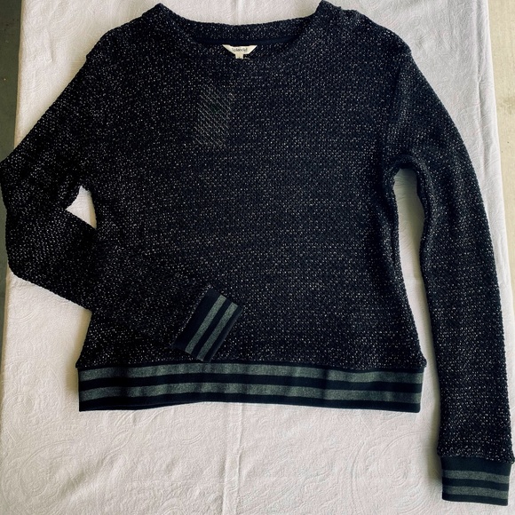 Splendid women’s black & silver knit sweater with stripe detail. - Picture 1 of 3